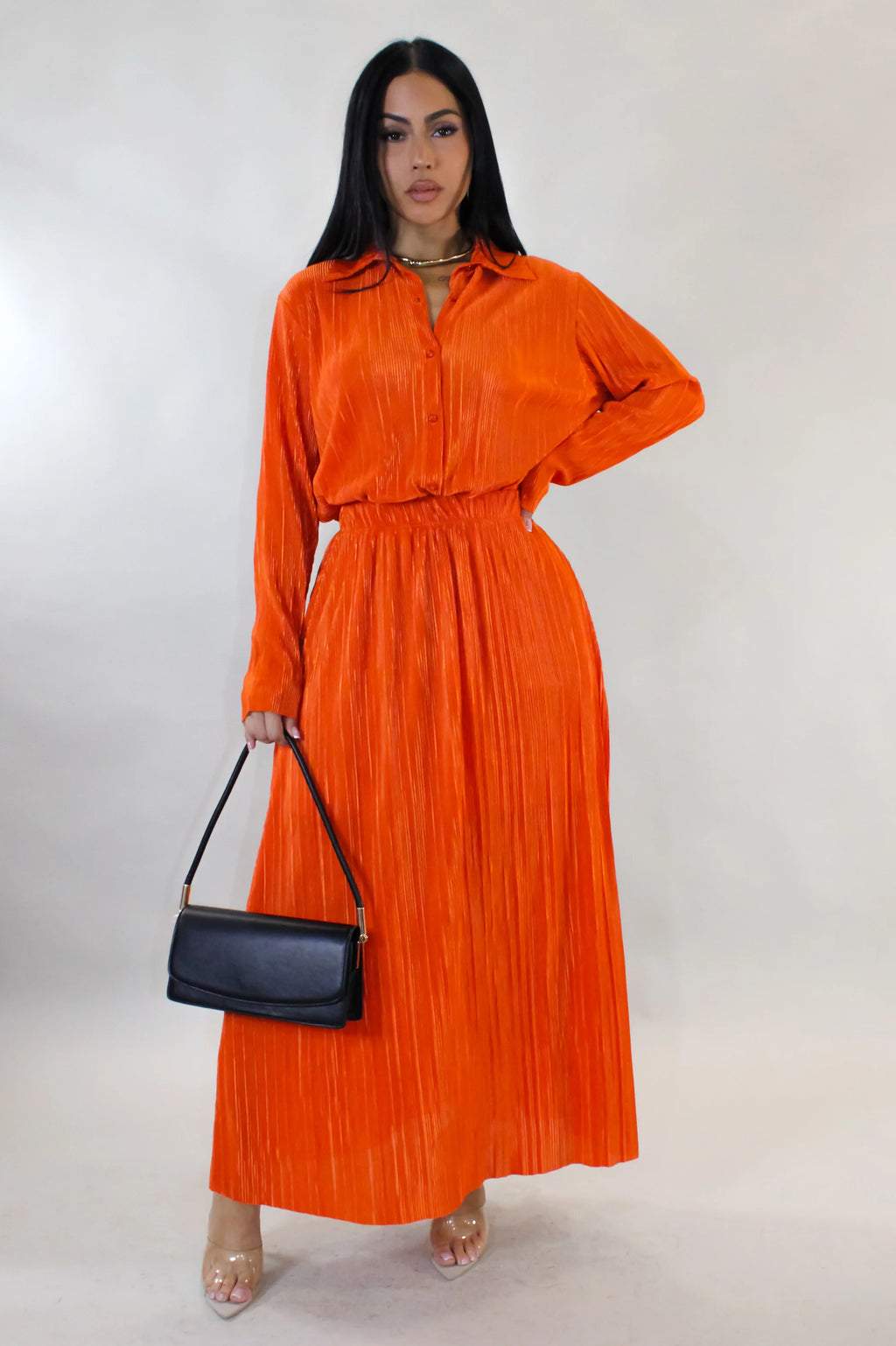 Give You A House Tour Skirt Set - Orange