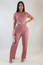 Conjunto de pantalón de alta demanda - Malva