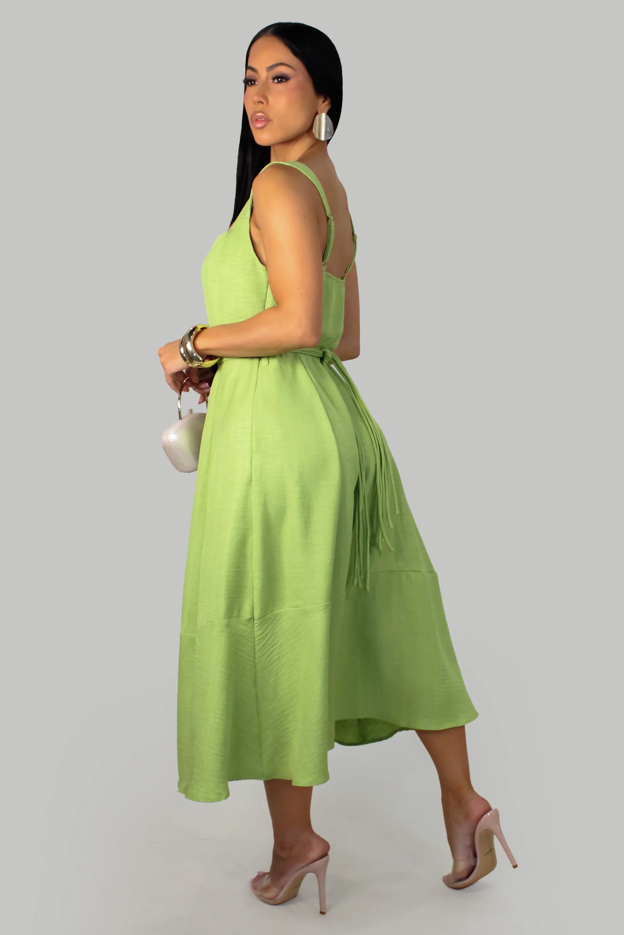 Like Linen Like Shell Dress – Lime
