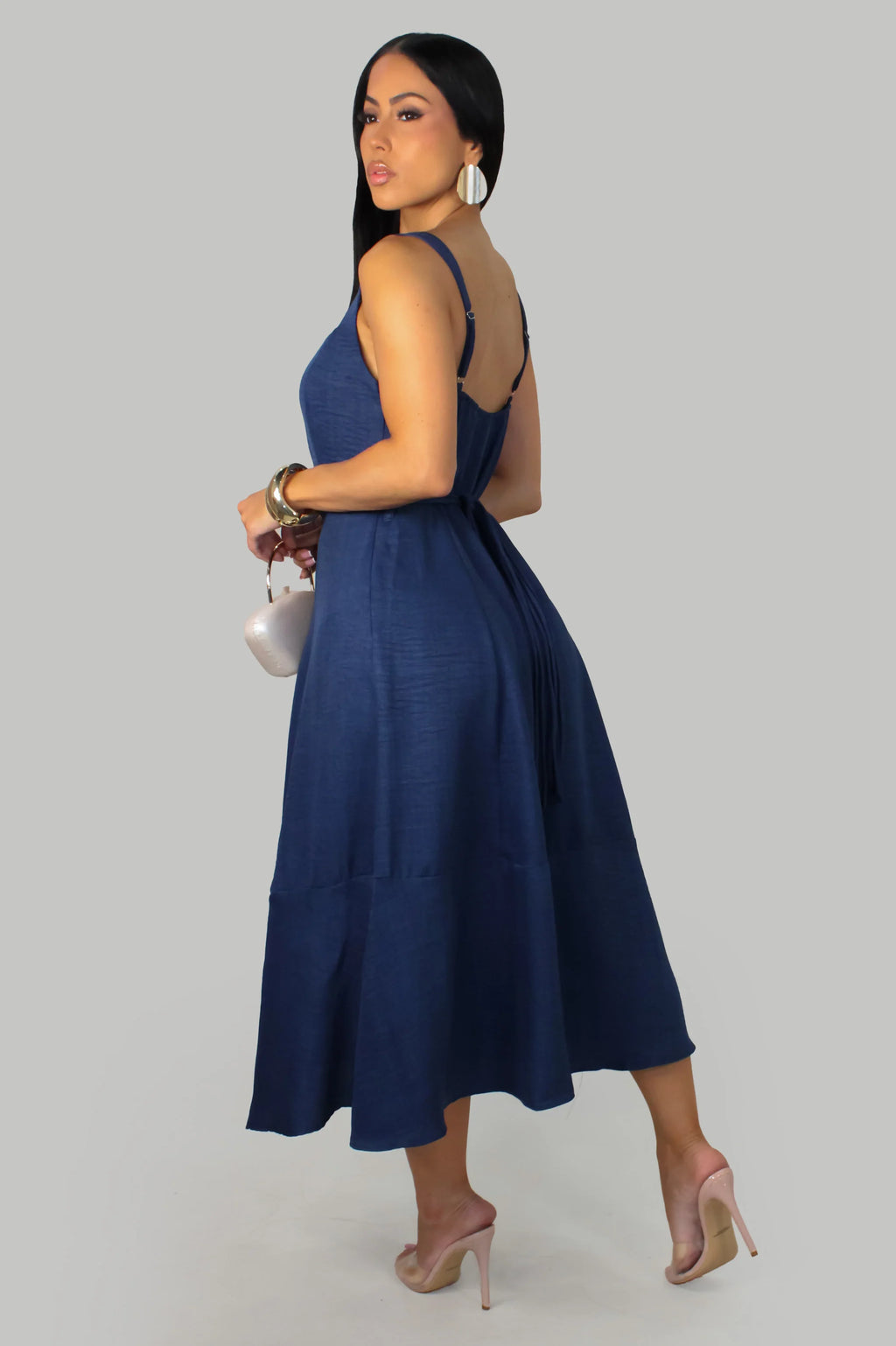 Like Linen Like Shell Dress – Navy