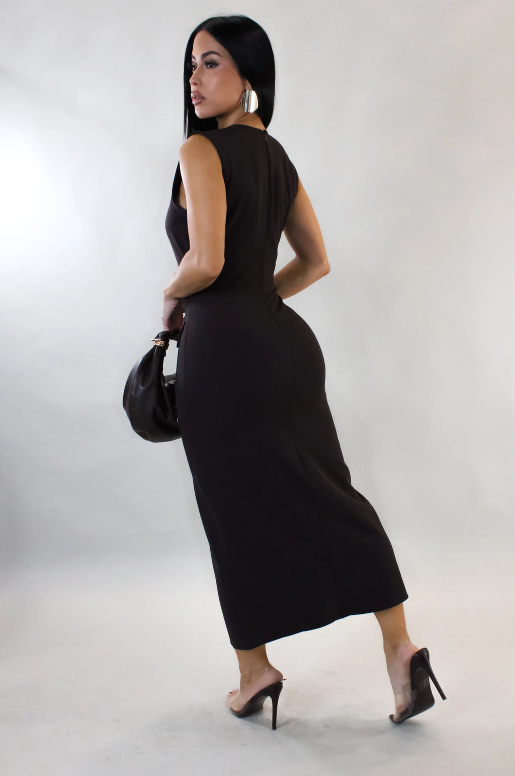 Vestido midi Look Good - Marrón