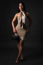 Monroe Elegance Mini Dress – Beige