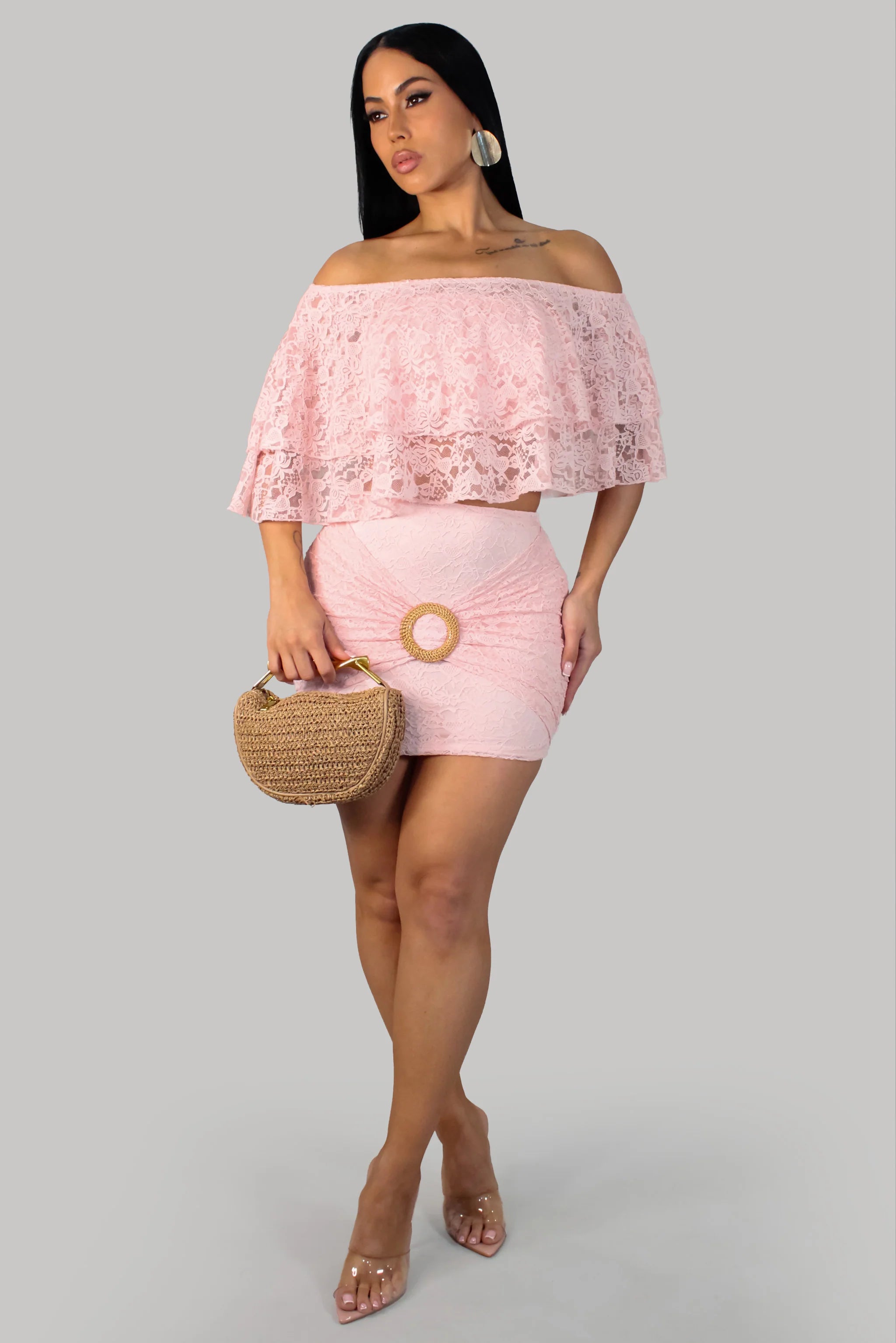 Playful Mirage Skirt Set (Pink)