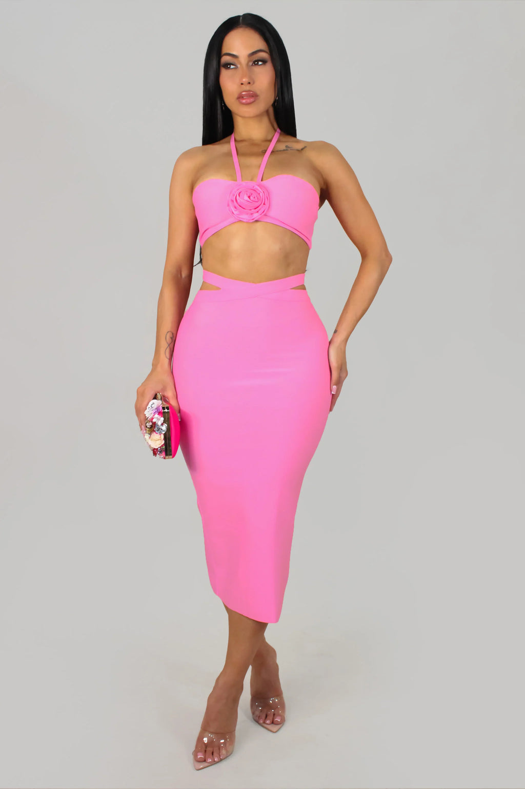 Sexy In Bloom Skirt Set – Pink