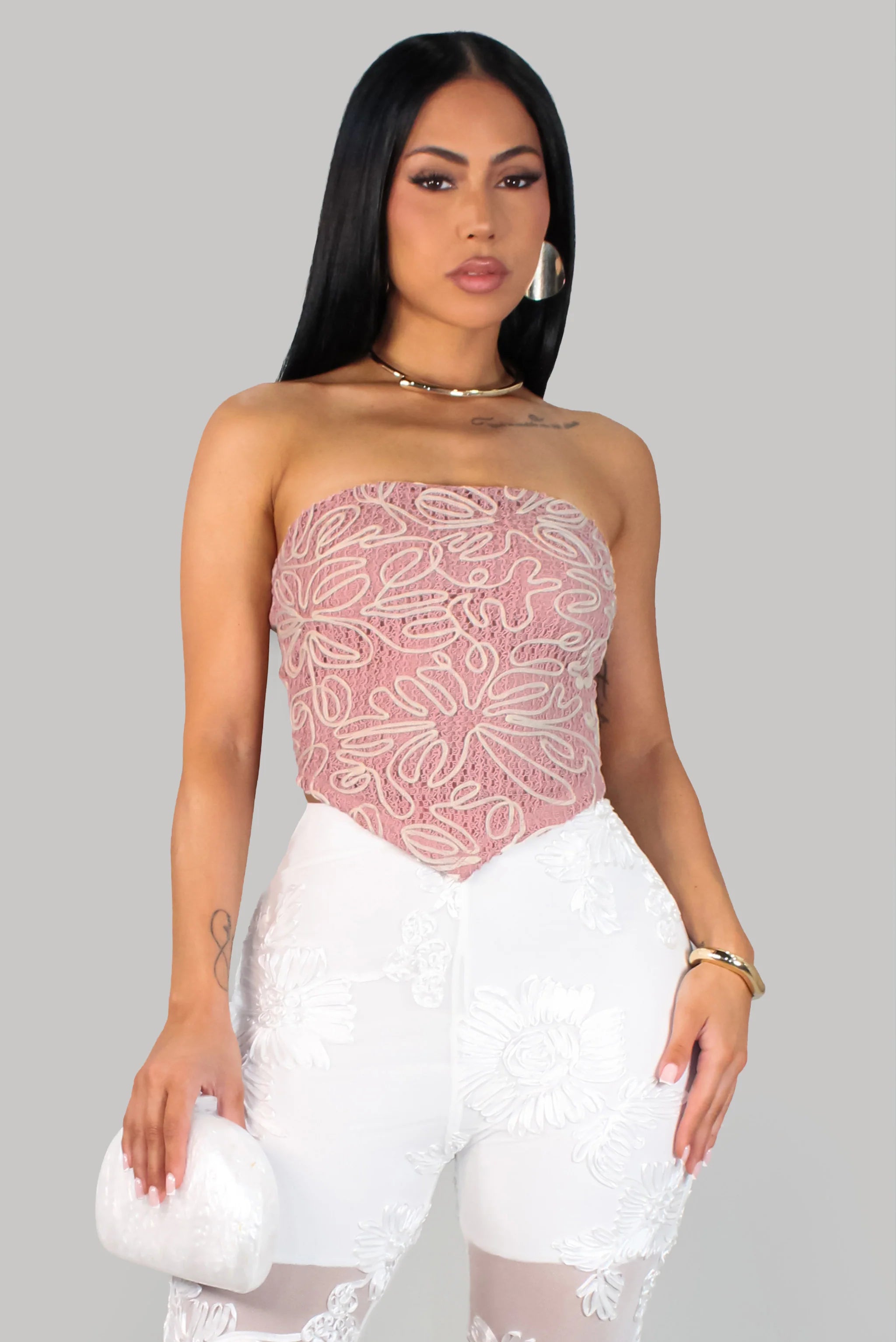 Splashily Happy Crop Top - Rose