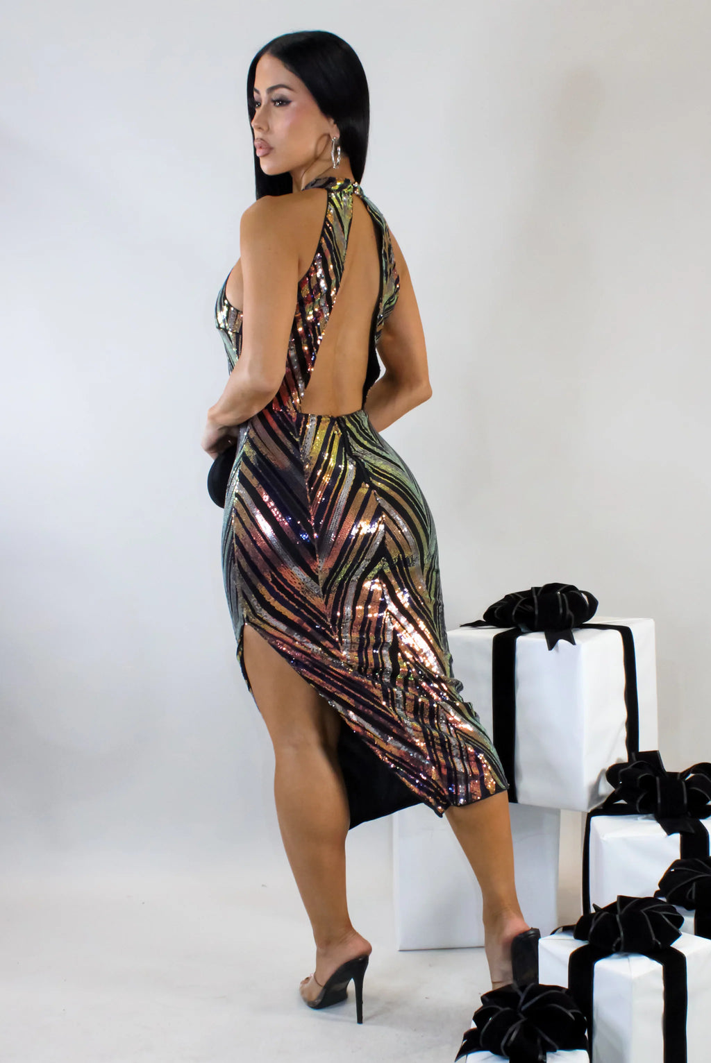 Vestido midi Worth It - Naranja Multi