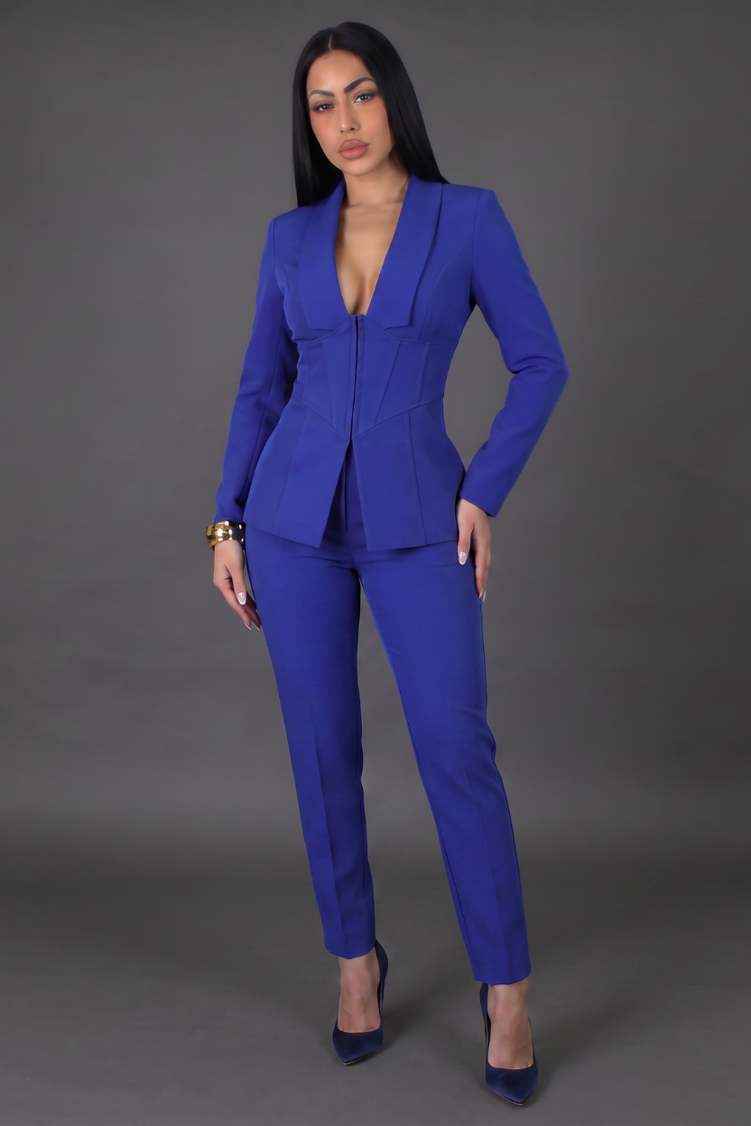 Command Her Presence 2-Piece Pantsuit – Sapphire